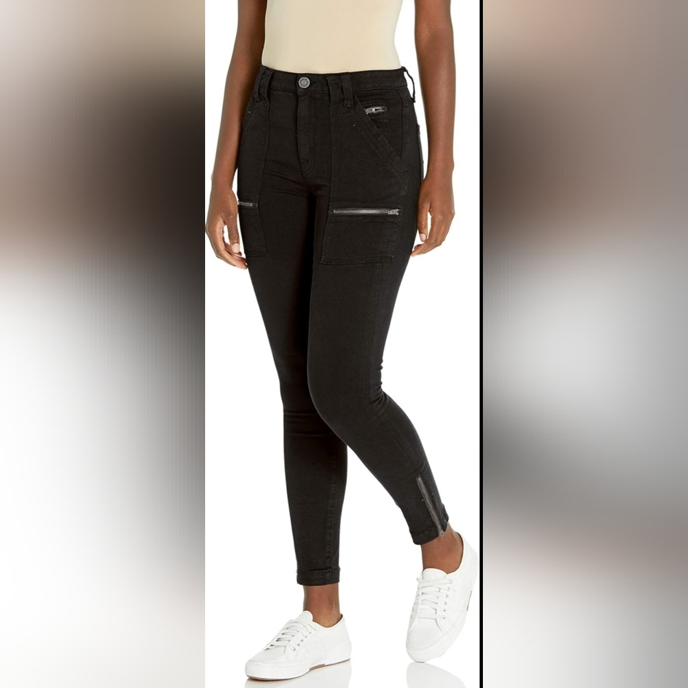 NWT Joie Jeans High Rise Park Skinny Jeans Black Cargo Ankle Zips Size 25